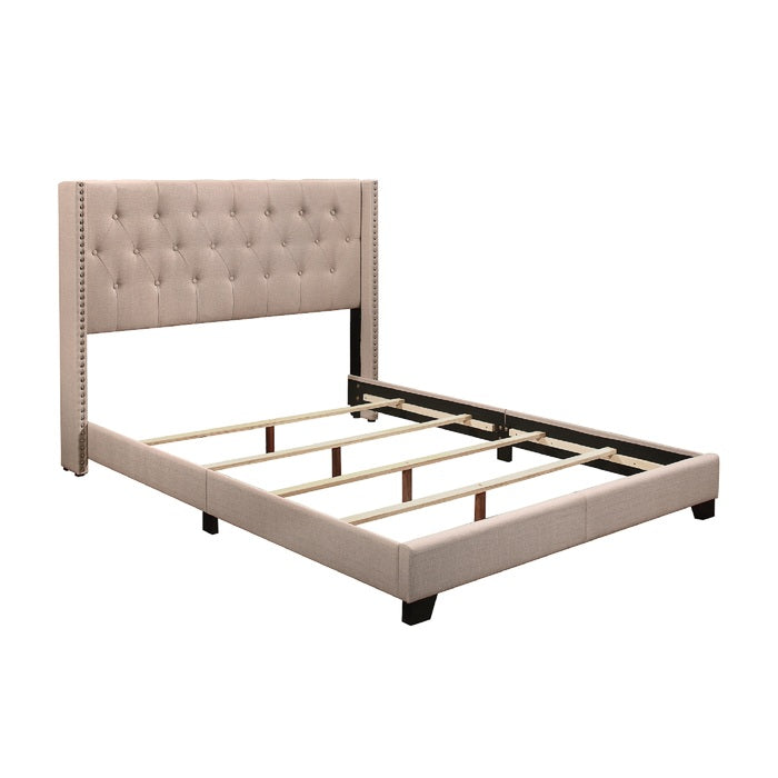 Beige Upholstered Standard Bed