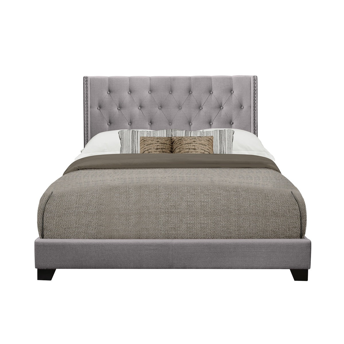 Grey Upholstered Standard Bed