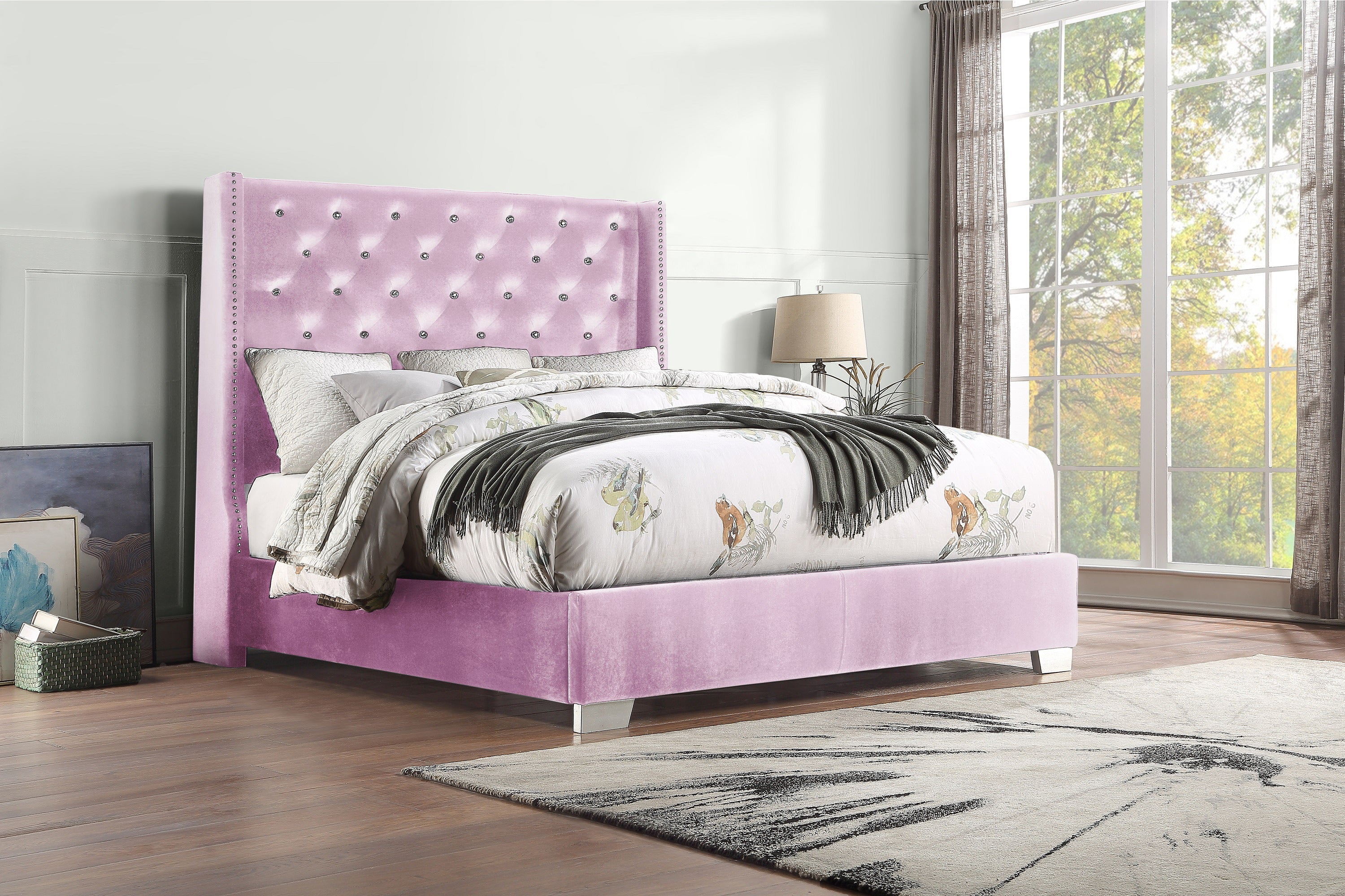 Crystal Bed Frame in Pink